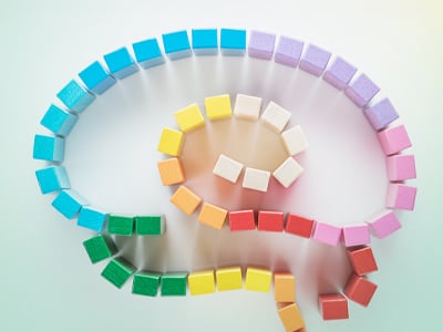 Rainbow blocks in shape of a brain