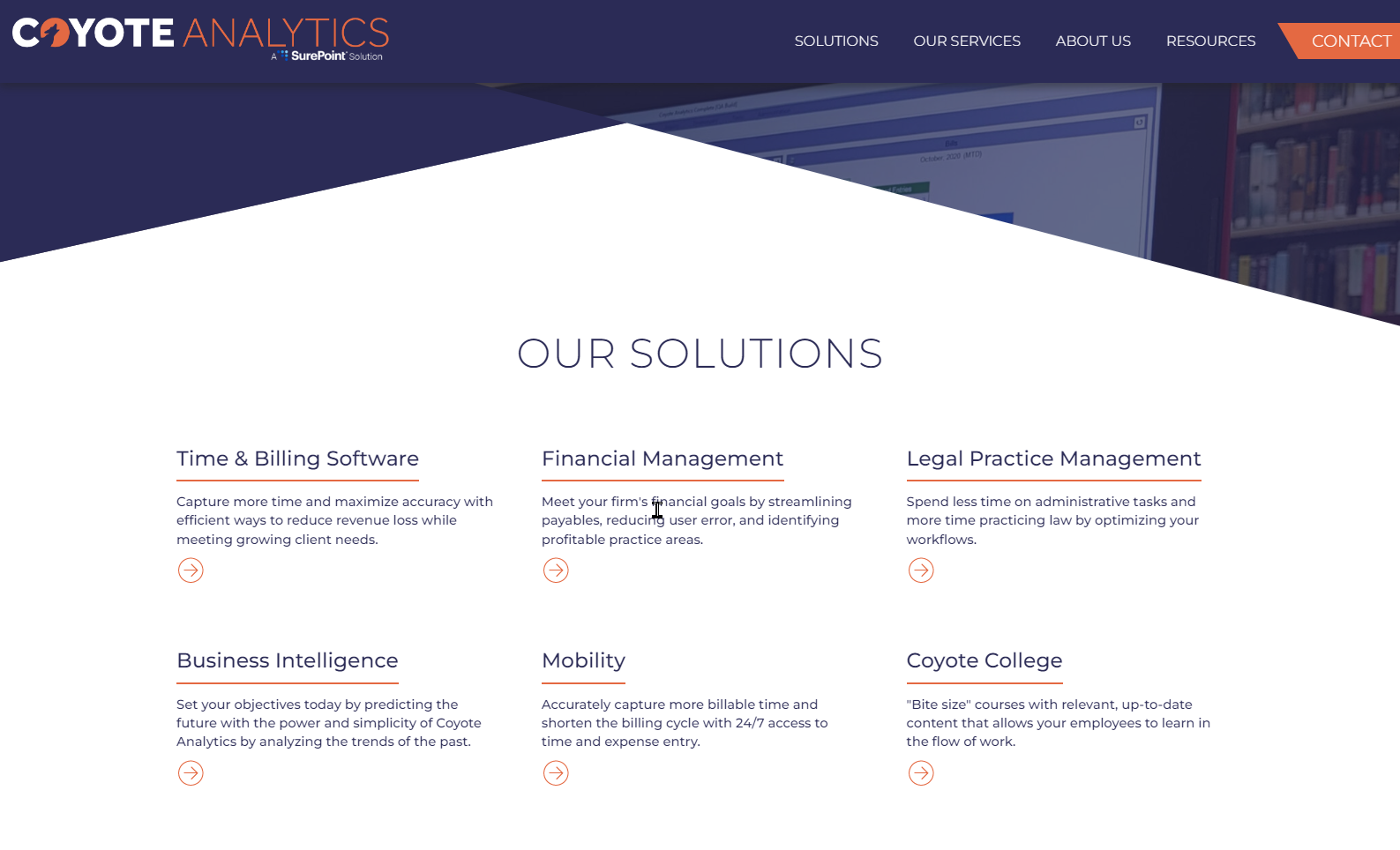 Coyote Analytics, A SurePoint Solution website