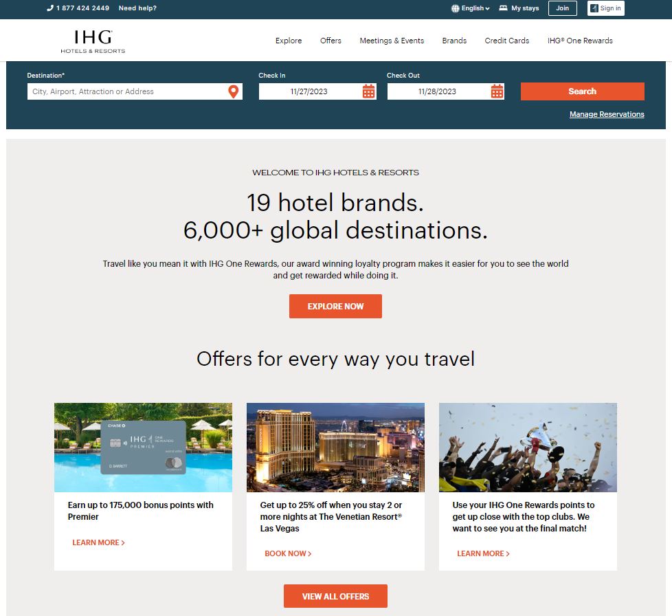 IHG Hotels & Resorts website
