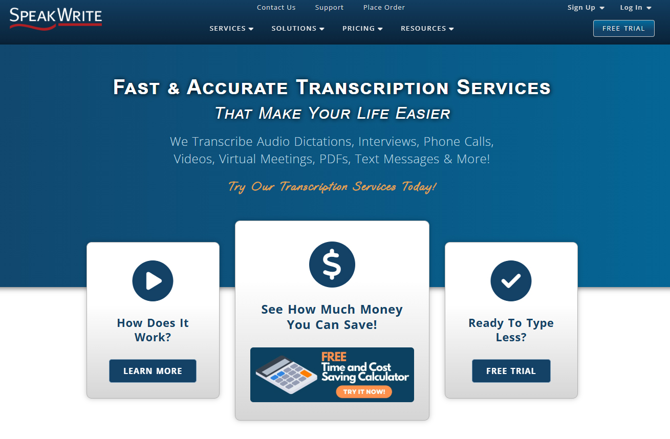 SpeakWrite website